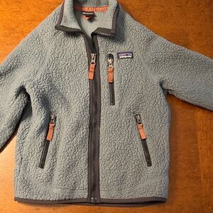 Patagonia Gray Fleece Jacket with Brown Trim
